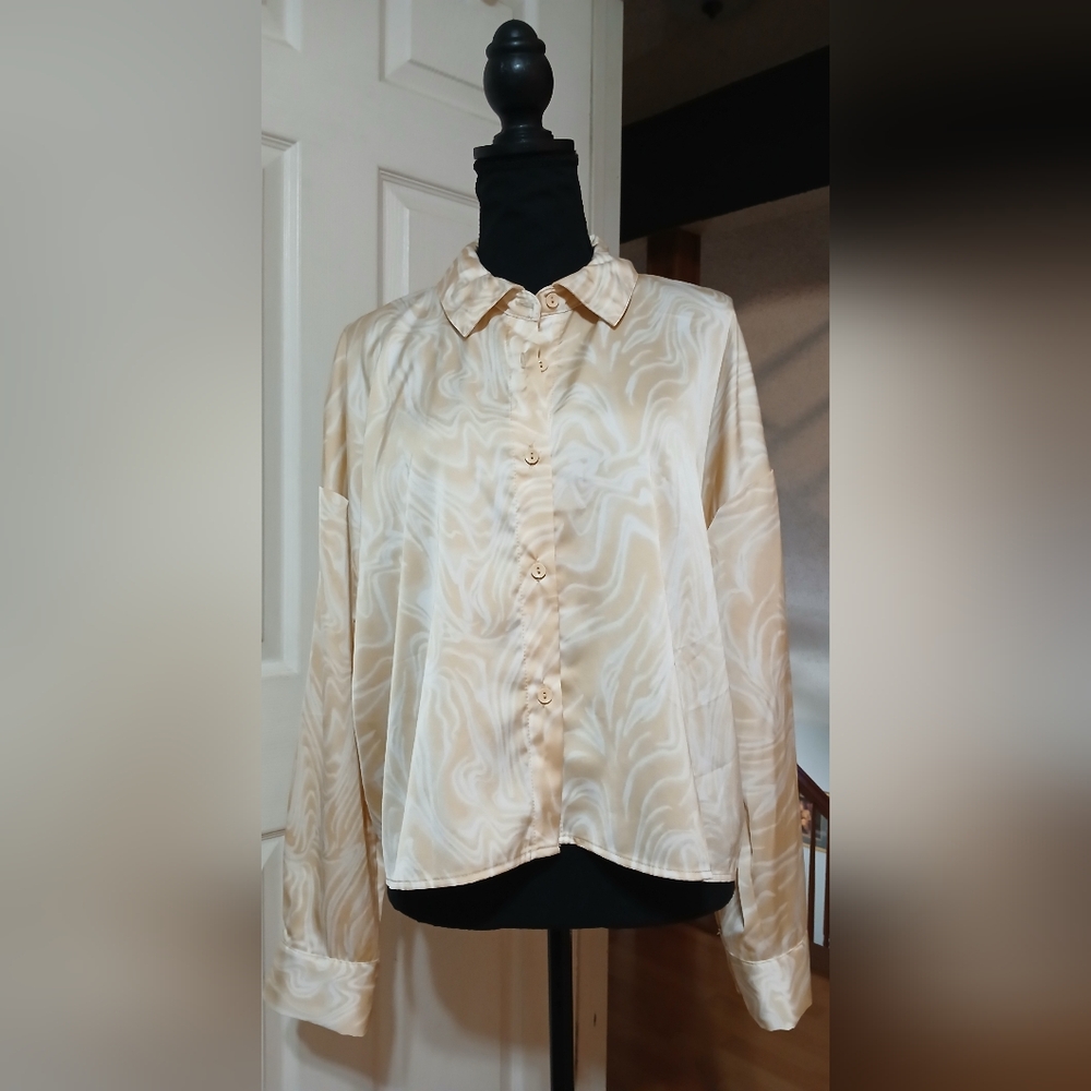 MACY'S And Now This cream-ivory L/S shirt "LIke New" ☆FINAL MARKDIWN☆